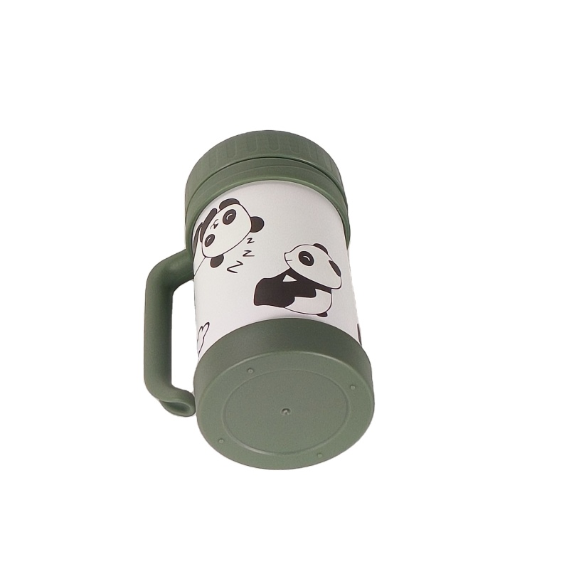 Wholesale Cute Panda Design Stainless Steel Double Wall Vacuum Tumbler Leak-proof Travel Coffee Mug Handle Portable Thermos BPA