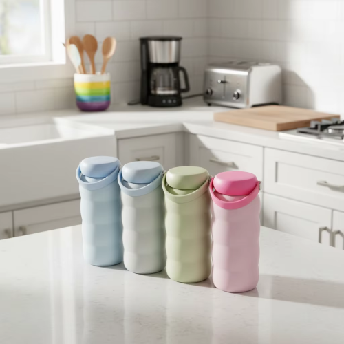 Hot Selling New Portable Stainless Steel Vacuum Flask Double Wall Insulated Cork Bottom Tumbler Handle Leak-Proof BPA Free 12-24