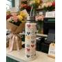 Pattern Double Layer Stainless Steel Bullet-shaped Water Bottle with Metal Straw, Leakproof Insulated Vacuum Flask for Daily Use