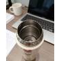 Pattern Double Layer Stainless Steel Bullet-shaped Water Bottle with Metal Straw, Leakproof Insulated Vacuum Flask for Daily Use