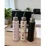 Pattern Double Layer Stainless Steel Bullet-shaped Water Bottle with Metal Straw, Leakproof Insulated Vacuum Flask for Daily Use