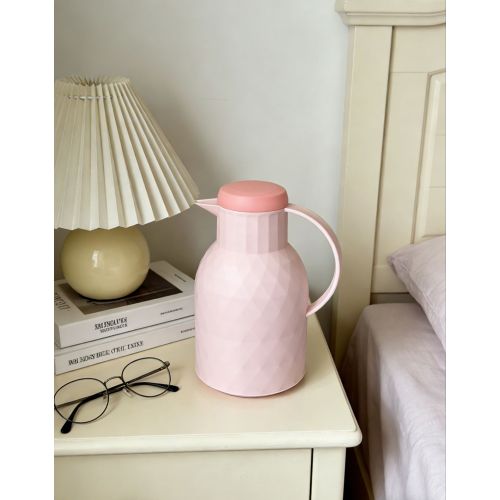 Modern Matte Vacuum Insulated Pitcher with Faceted Design, Airtight Seal Cap and Heat Preservation Glass Liner for All Occasions