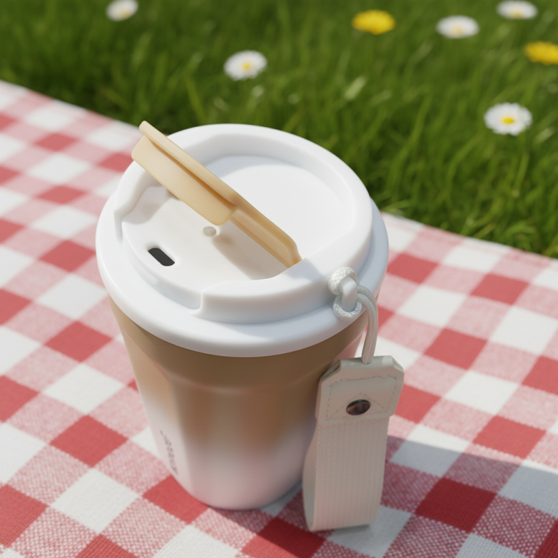 Thermos in acciaio inox SUS 304 di alta qualità, isolamento termico per 6-12 ore, 400 ml, tazza da ufficio, bicchiere da caffè, cinturino in corda, a prova di perdite.