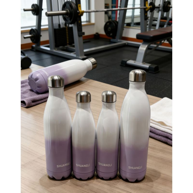 Gradient White & Purple 150-1000ml Stainless Steel Insulated Tumbler Cola Shaped Bottle
