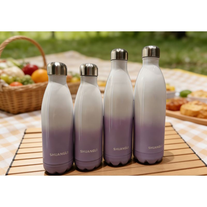 Gradient White & Purple 150-1000ml Stainless Steel Insulated Tumbler Cola Shaped Bottle