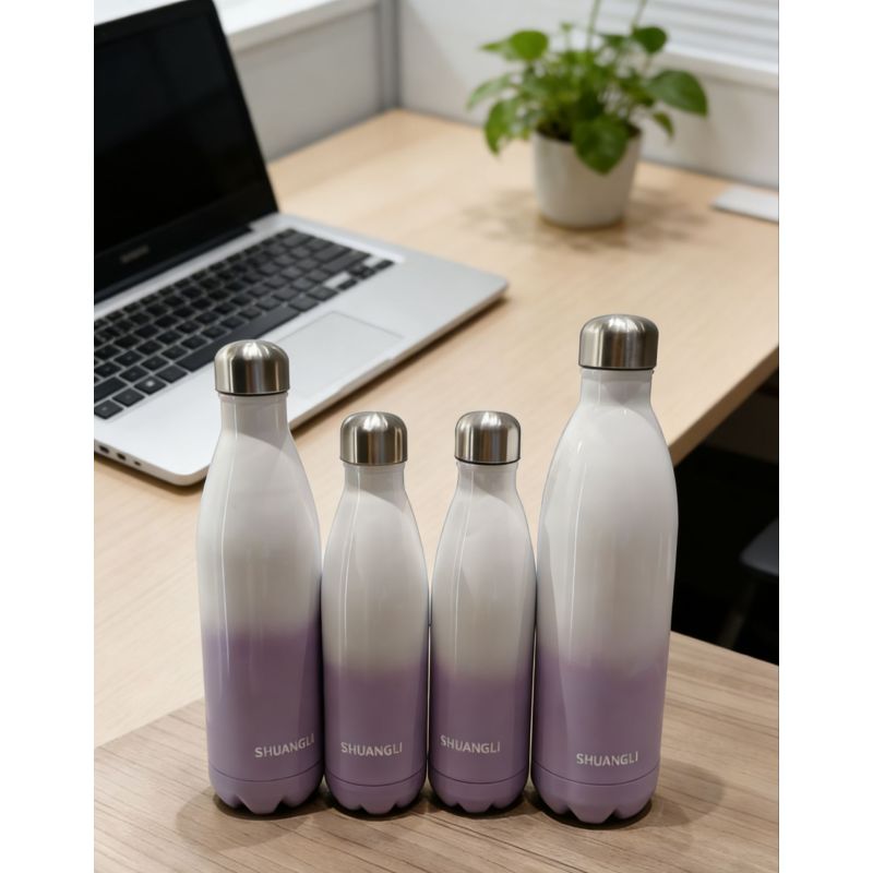 Gradient White & Purple 150-1000ml Stainless Steel Insulated Tumbler Cola Shaped Bottle
