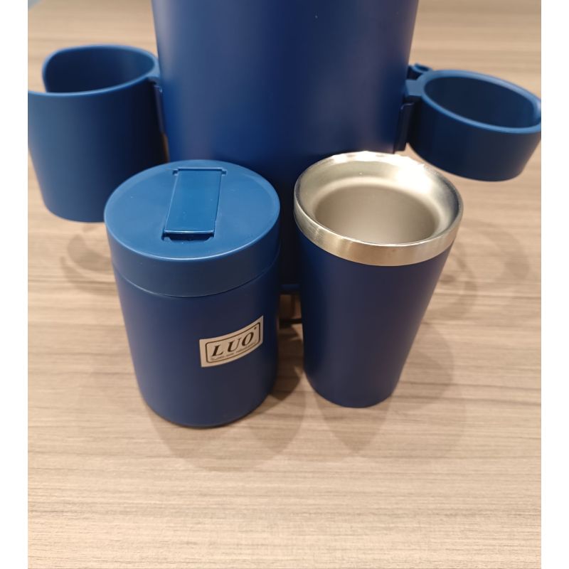 Insulated Water Bottle with Dual Drinking Ports Large Capacity Thermal Flask with Detachable Cups for Outdoor Camping Travel