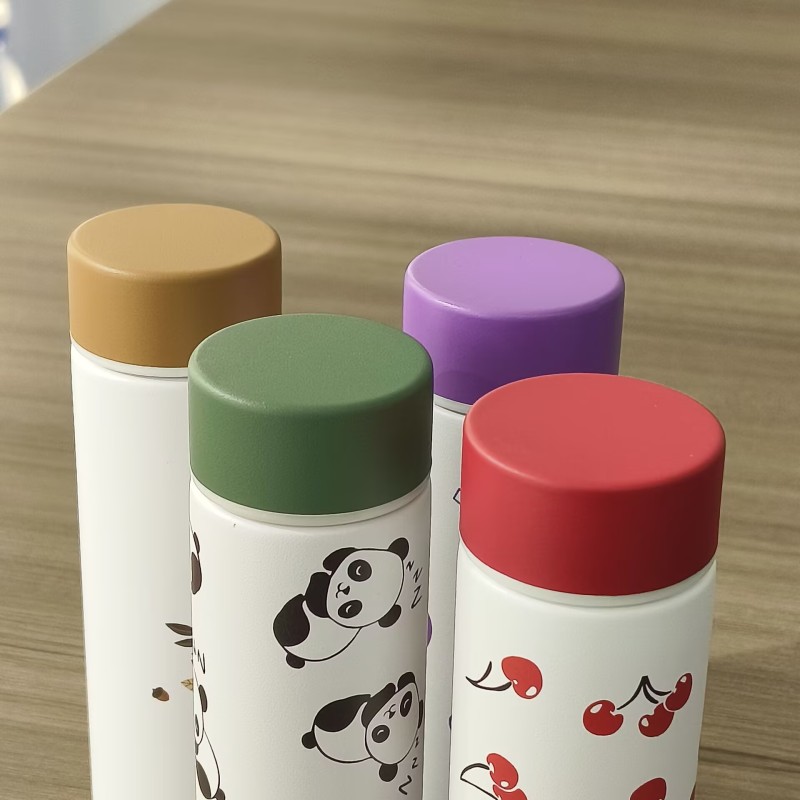 Lovely Pattern Mini Double Walled Stainless Steel Vacuum Straight Shaped Light Leak-Proof BPA Free Thermos Flask for Kids