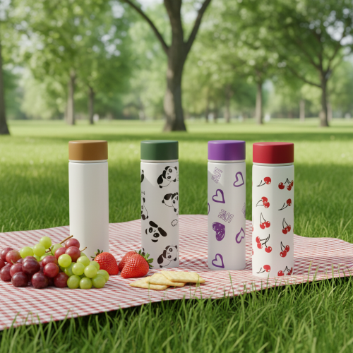 Lovely Pattern Mini Double Walled Stainless Steel Vacuum Straight Shaped Light Leak-Proof BPA Free Thermos Flask for Kids