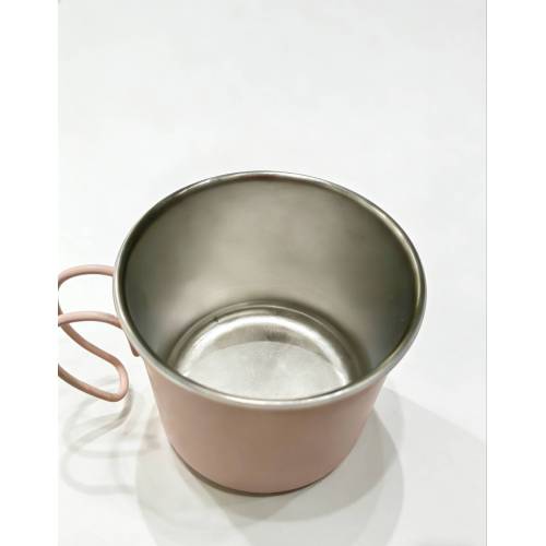 Smooth Finish Stainless Steel Mug with Curved Handle, Lightweight Metal Cup for Camping, Office and Daily Drinking