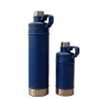 Sports Style Flip Lid Insulated Bottle Black Stainless Steel Vacuum Flask Leakproof Portable With Handle For Outdoor Gym Travel