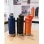 Sports Style Flip Lid Insulated Bottle Black Stainless Steel Vacuum Flask Leakproof Portable With Handle For Outdoor Gym Travel