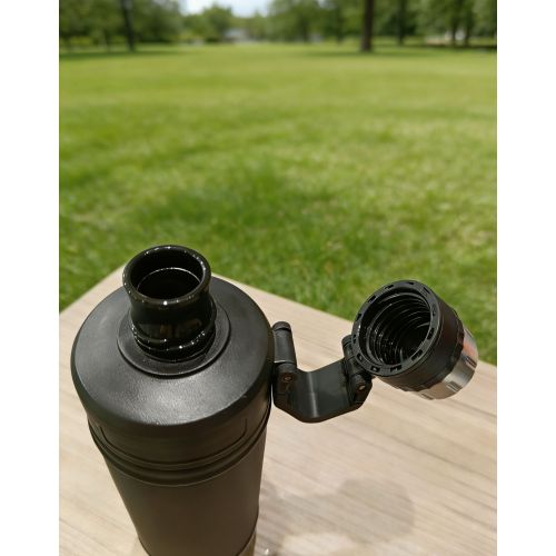 Sports Style Flip Lid Insulated Bottle Black Stainless Steel Vacuum Flask Leakproof Portable With Handle For Outdoor Gym Travel
