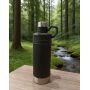 Sports Style Flip Lid Insulated Bottle Black Stainless Steel Vacuum Flask Leakproof Portable With Handle For Outdoor Gym Travel