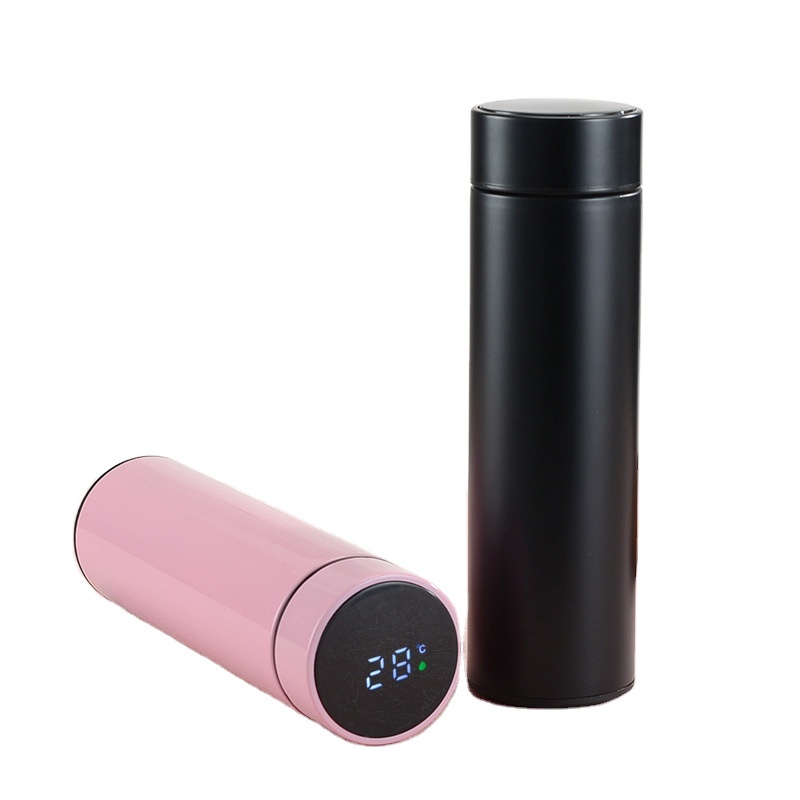Termo inteligente con aislamiento LED, de acero inoxidable, con pantalla de temperatura, colador para té y taza termo portátil.