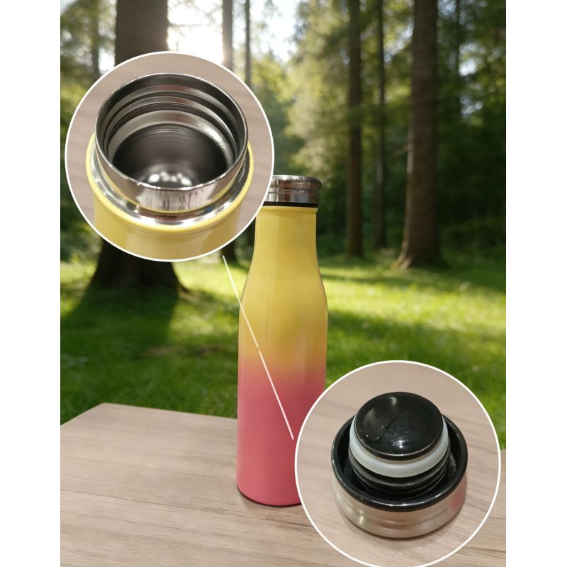 Gradient Stainless Steel Insulated Water Bottle Leak-Proof, Double-Walled Vacuum Flask for Outdoor Hiking, Office & Daily
