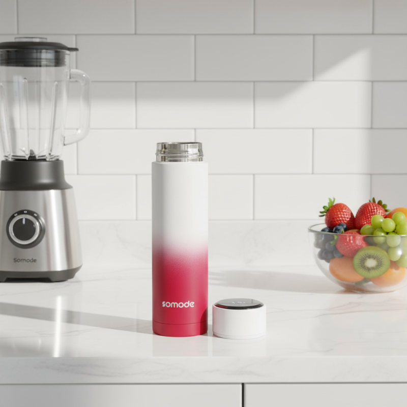 Intelligente, digitale Temperaturanzeige in Edelstahl-Vakuum-Wasserflasche für 12–24 Stunden Warmhaltezeit für Heißgetränke, tragbar und auslaufsicher