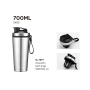 700ml Gym Outdoor Sports Insulated Stainless Steel Water Bottle Protein Shaker Bottle with Scale Cup