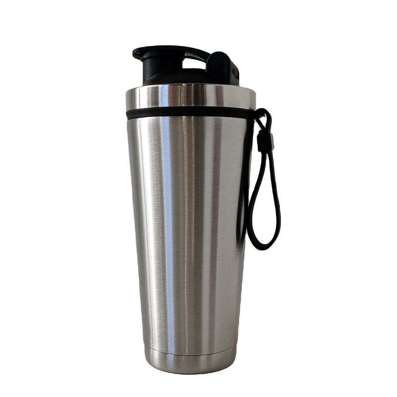 700ml Gym Outdoor Sports Insulated Stainless Steel Water Bottle Protein Shaker Bottle with Scale Cup