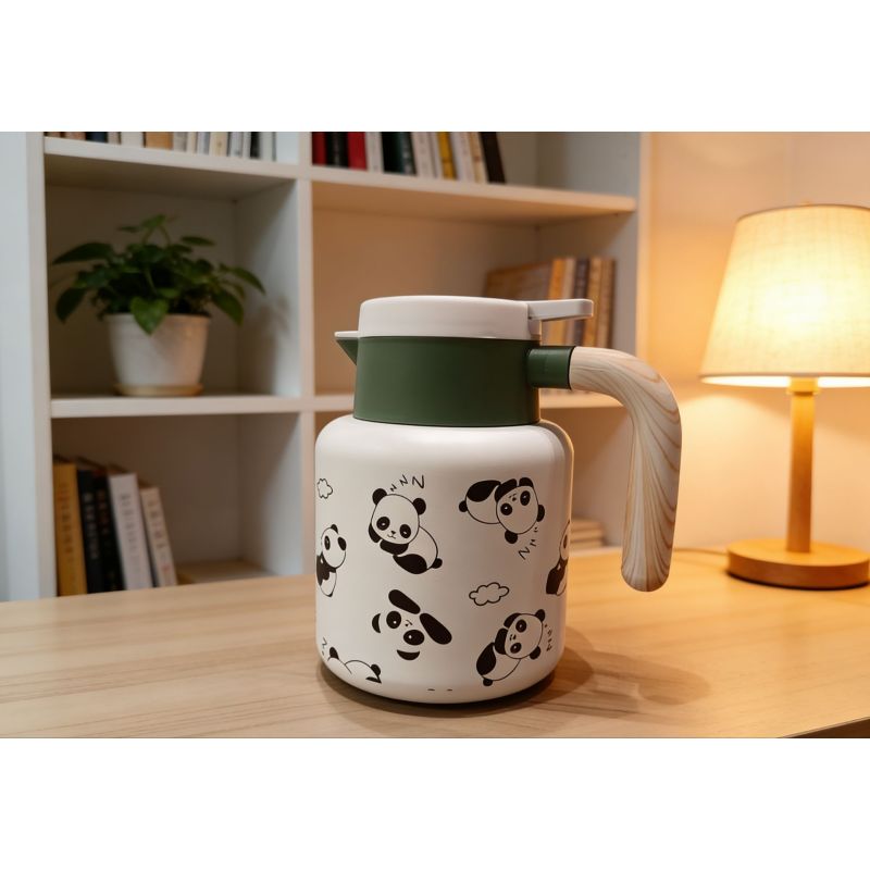 SHUANGLI 304 Stainless Steel Insulated Kettle Thermos Wooden Handle Double-layer Vacuum Portable Jug