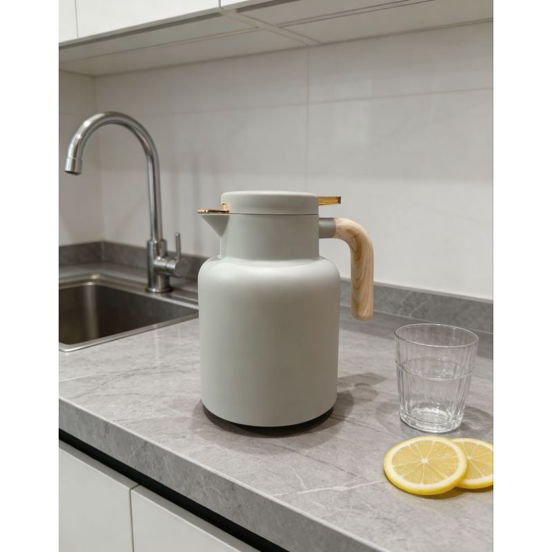 SHUANGLI 304 Stainless Steel Insulated Kettle Thermos Wooden Handle Double-layer Vacuum Portable Jug