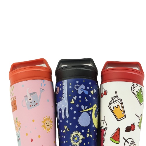 Popular Cartoon Insulated Water Bottle Food Grade 304 Stainless Steel Leak-proof Travel Mug with Handle for Adults