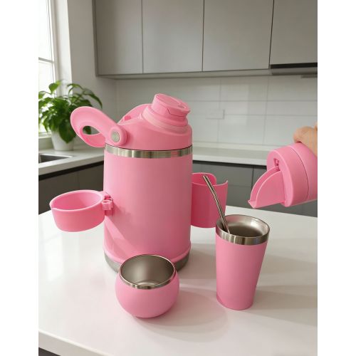 Premium Vacuum Insulated Stainless Steel Water Bottle Set with Mate Spoon and Mate Cup, Perfect for Outdoor and Indoor Use