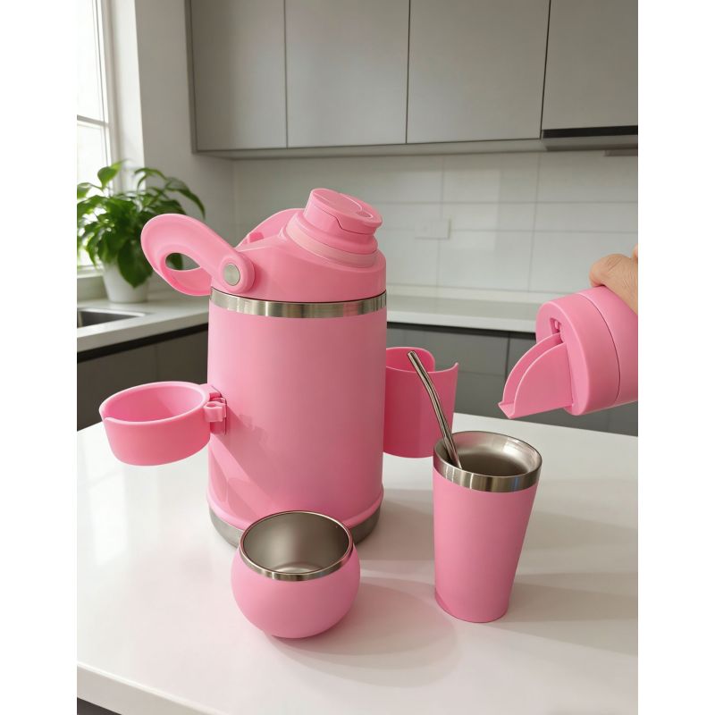 Premium Vacuum Insulated Stainless Steel Water Bottle Set with Mate Spoon and Mate Cup, Perfect for Outdoor and Indoor Use