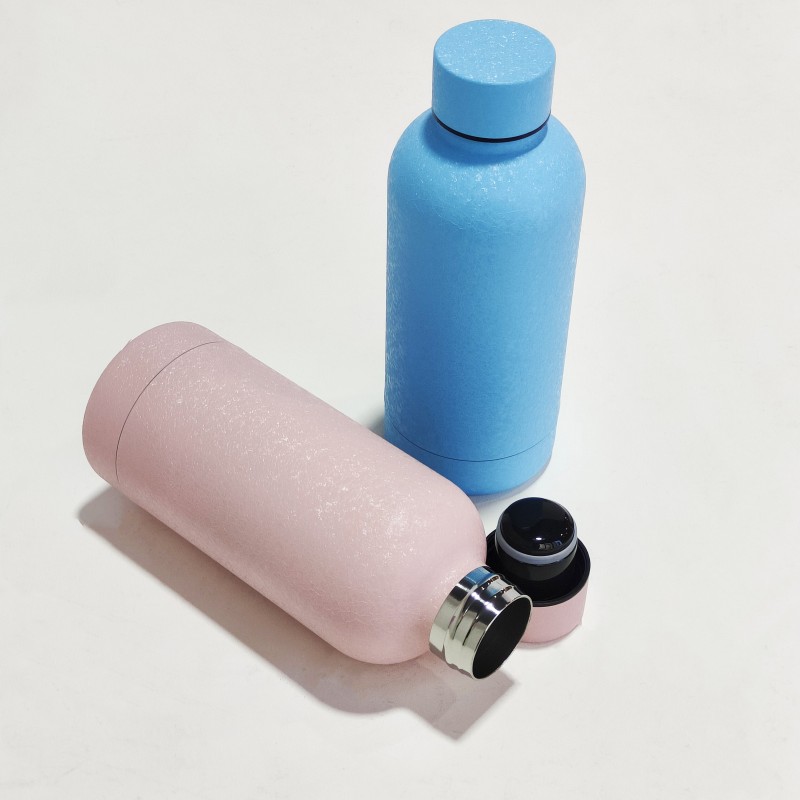 Hochwertige Weithals-Sportflasche, doppelwandig, Edelstahl-Vakuumflasche