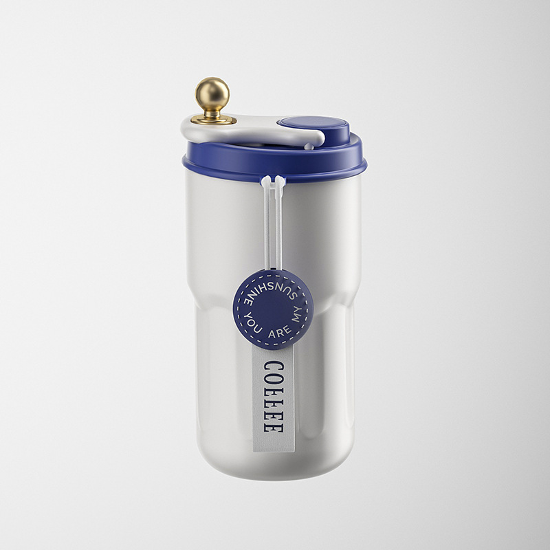 450ml Stainless Steel Coffee Cup Modern Design Portable Rope Smart Thermal Vacuum Cup Temperature Display Water Cup Companion