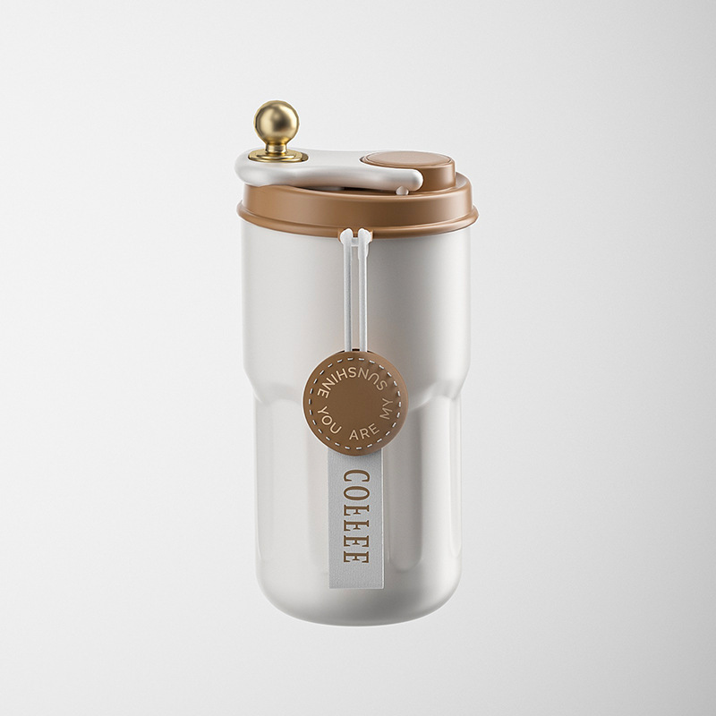 450ml Stainless Steel Coffee Cup Modern Design Portable Rope Smart Thermal Vacuum Cup Temperature Display Water Cup Companion