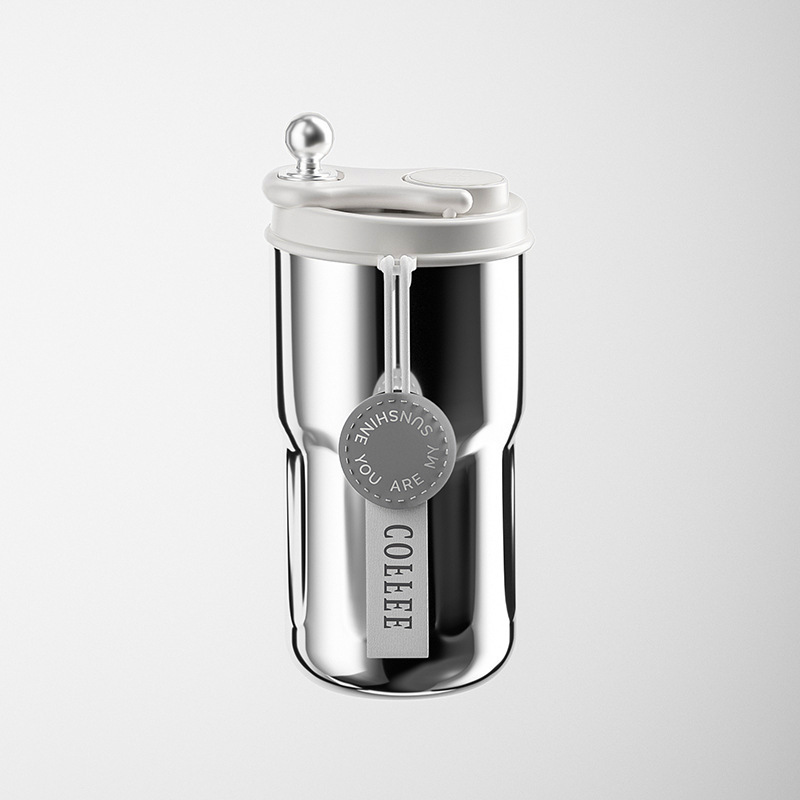 450ml Stainless Steel Coffee Cup Modern Design Portable Rope Smart Thermal Vacuum Cup Temperature Display Water Cup Companion