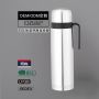 Garrafa térmica de aço inoxidável 304 de alta qualidade, 1 litro, com parede dupla isolada, formato cilíndrico, ideal para chá mate. Perfeita para esportes e para beber água.