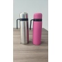 Garrafa térmica de aço inoxidável 304 de alta qualidade, 1 litro, com parede dupla isolada, formato cilíndrico, ideal para chá mate. Perfeita para esportes e para beber água.