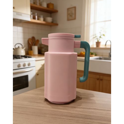 Lightweight and Portable Insulated Beverage Jug in Pink and Teal for Kitchen Dining Room and Dorm Life