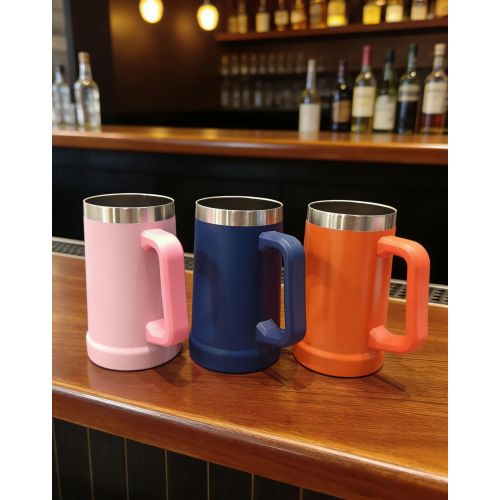 Premium Double Wall Stainless Steel Beer Mug, Leak-Proof Insulated Beer Cup with Sturdy Grip for Party and Daily Use