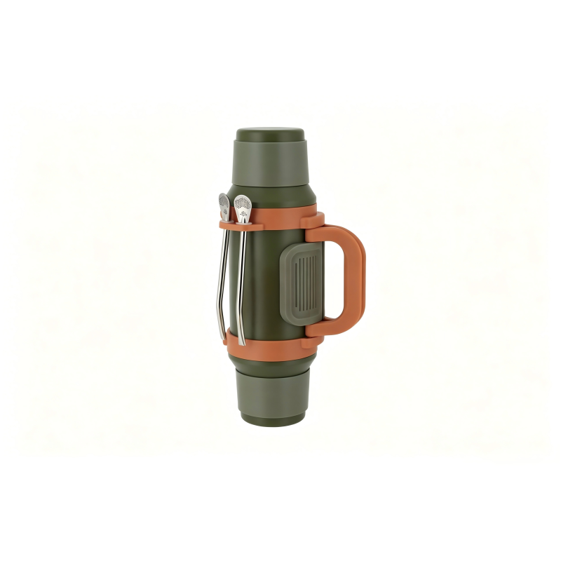 1000ML Stainless Steel Vacuum Insulated With 2pcs Mate Cups Tumblers Folding Handle and 2pcs Bombilla Yerba Mate Thermos