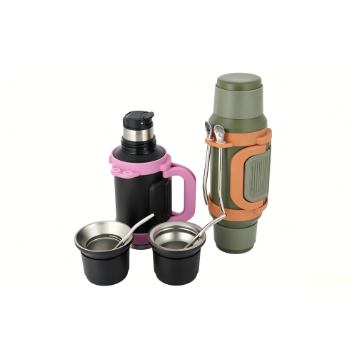 1000ML Stainless Steel Vacuum Insulated With 2pcs Mate Cups Tumblers Folding Handle and 2pcs Bombilla Yerba Mate Thermos