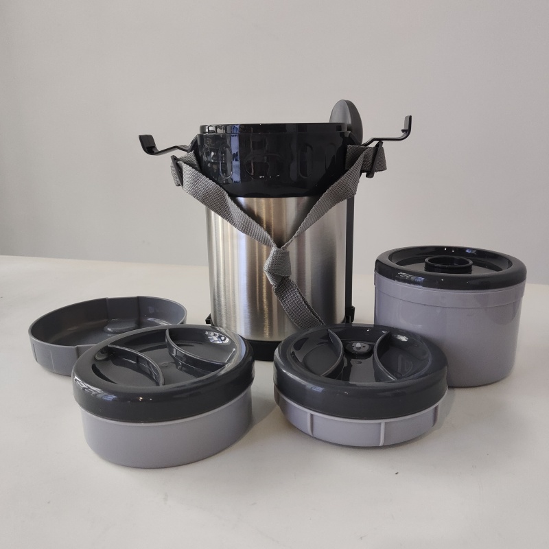 Three Layer Stainless Steel Vacuum Insulated Sealing Fresh Food Box Lunch Box Leakage-Proof Soup Pot Cutlery Set Lunch Jar