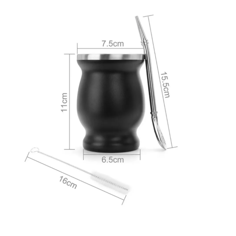 Leicht zu reinigendes, klassisches Thermoskannen-Teeset aus Edelstahl mit Löffel und Reinigungsbürste