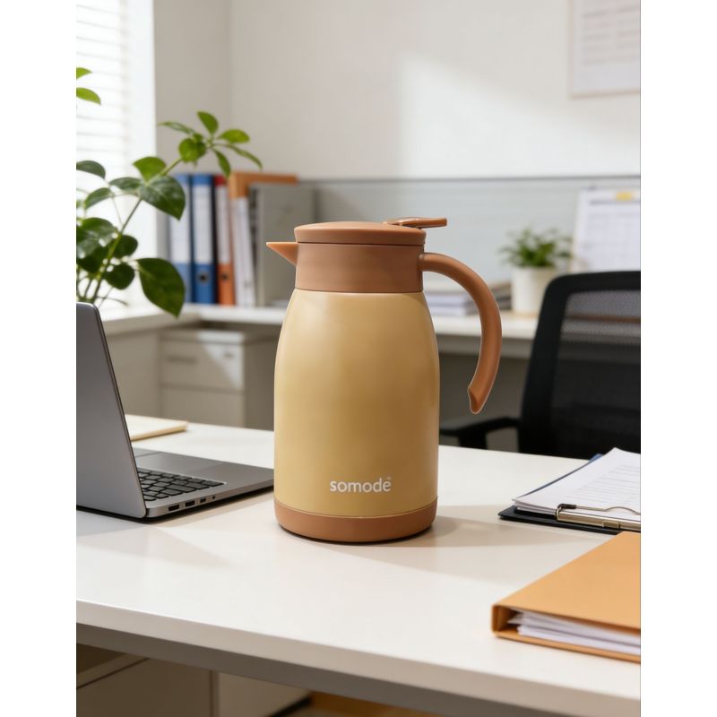 Jarra térmica aislada de acero inoxidable 304 de gran capacidad para café y té, ideal para la oficina y el hogar.