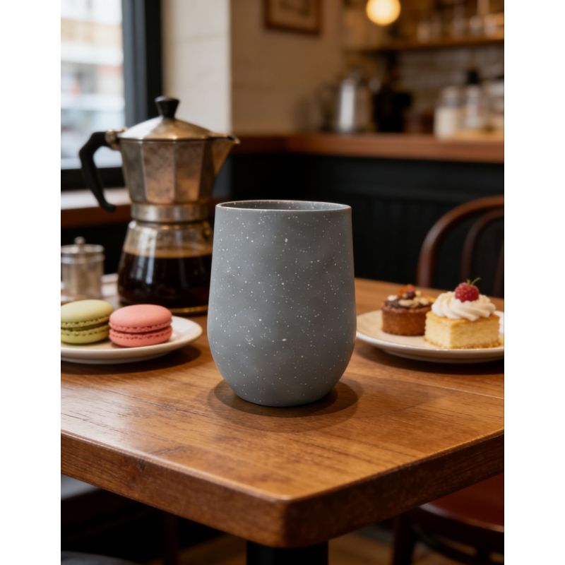 Speckled Grey Yerba Mate Cup Assortment with Curved Profiles for Stylish Home & Cafe Use