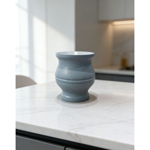 Speckled Grey Yerba Mate Cup Assortment with Curved Profiles for Stylish Home & Cafe Use
