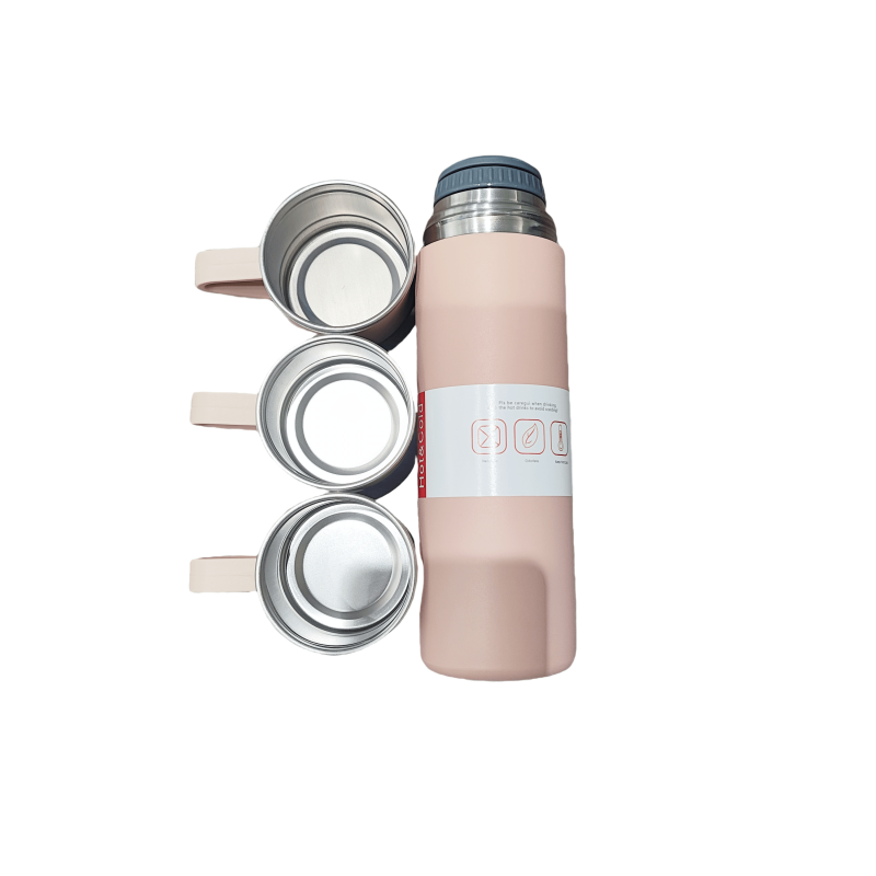 Set regalo di alta qualità con thermos in acciaio inox 304 da 500 ml e 3 coperchi.