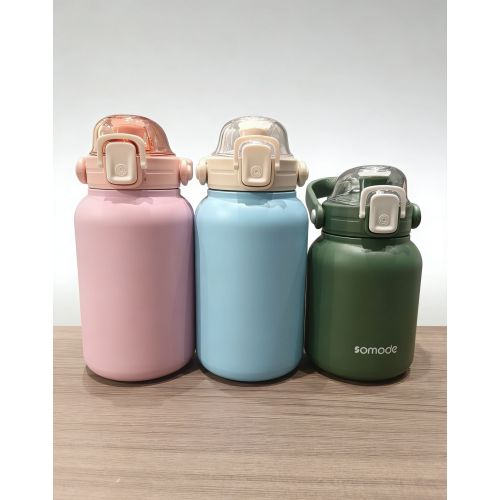 Vacuum Insulated Water Jug with Food Grade Stainless Steel Inner Liner Flip Straw Cap and Carry Handle for Travel Hiking Office