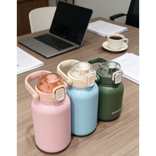 Vacuum Insulated Water Jug with Food Grade Stainless Steel Inner Liner Flip Straw Cap and Carry Handle for Travel Hiking Office