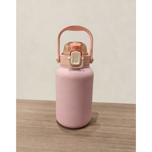 Vacuum Insulated Water Jug with Food Grade Stainless Steel Inner Liner Flip Straw Cap and Carry Handle for Travel Hiking Office