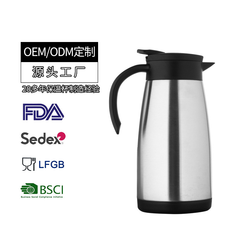 Cafeteira de metal personalizada de alta qualidade e cor sob encomenda, com parede dupla em aço inoxidável e garrafa térmica.