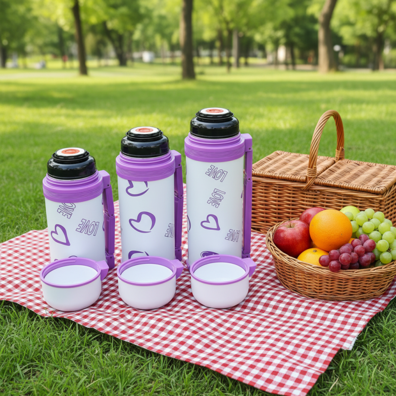 Custom Logo Love Heart Vacuum Insulated Thermos Flask | Food Grade Stainless Steel Camping Travel Bottle Carry Handle Rope