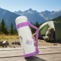 Custom Logo Love Heart Vacuum Insulated Thermos Flask | Food Grade Stainless Steel Camping Travel Bottle Carry Handle Rope
